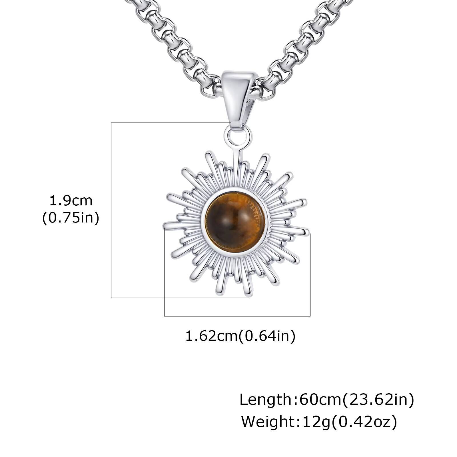 Vnox 60cm Box Chain Sunflower Pendant Necklace, Tigers Eye Stone Sliver Gold Plated Lobster Clasp Jewelry Gift for Men Women New
Vnox 60cm Box Chain Sunflower Pendant Necklace, Tigers Eye Stone Sliver Gold Plated Lobster Clasp Jewelry Gift for Men Women New