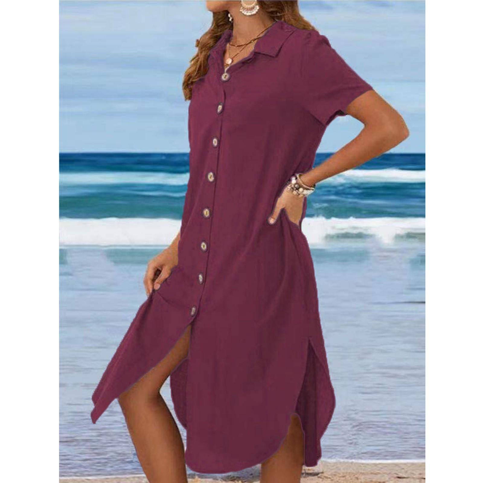 Women s Casual Fashion Color Loose Half Sleeves Pocket O-neck Shirt Dress XXXL винний
Women s Casual Fashion Color Loose Half Sleeves Pocket O-neck Shirt Dress XXXL винний