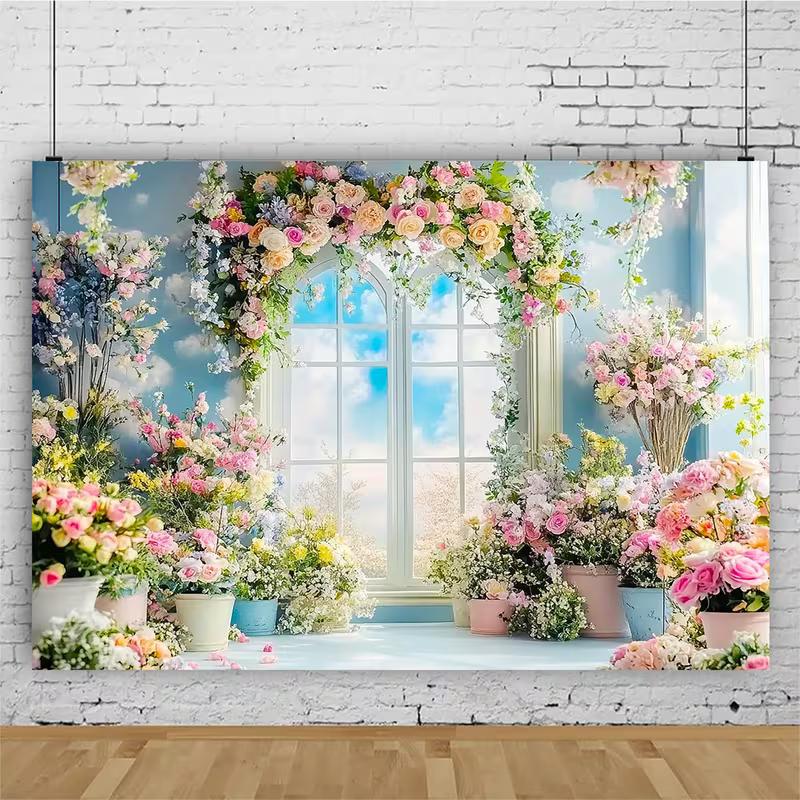 2D Colorful Pastel Flower Backdrop with Arched Window and Floral Arrangements 47.2x31.5inch/120*80cm
2D Colorful Pastel Flower Backdrop with Arched Window and Floral Arrangements 47.2x31.5inch/120*80cm