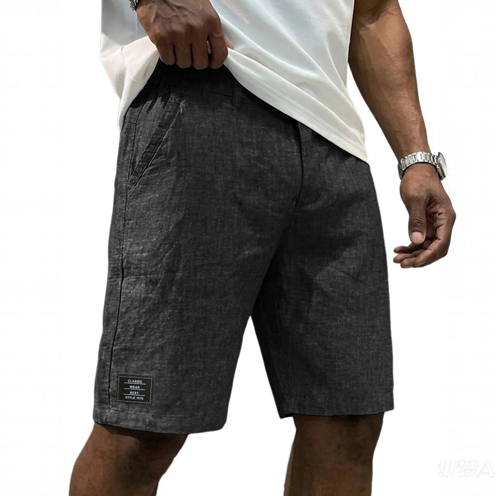 Men Casual Linen Drawstring Shorts with Elastic Waistband and Classic Letter Patch Relaxed Fit Lightweight Breathable Summer Pants XL чорний
Men Casual Linen Drawstring Shorts with Elastic Waistband and Classic Letter Patch Relaxed Fit Lightweight Breathable Summer Pants XL чорний