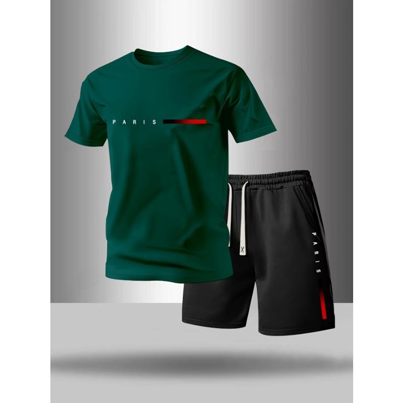 Men s paris letter round neck T-shirt + drawstring waist shorts set XL
Men s paris letter round neck T-shirt + drawstring waist shorts set XL
