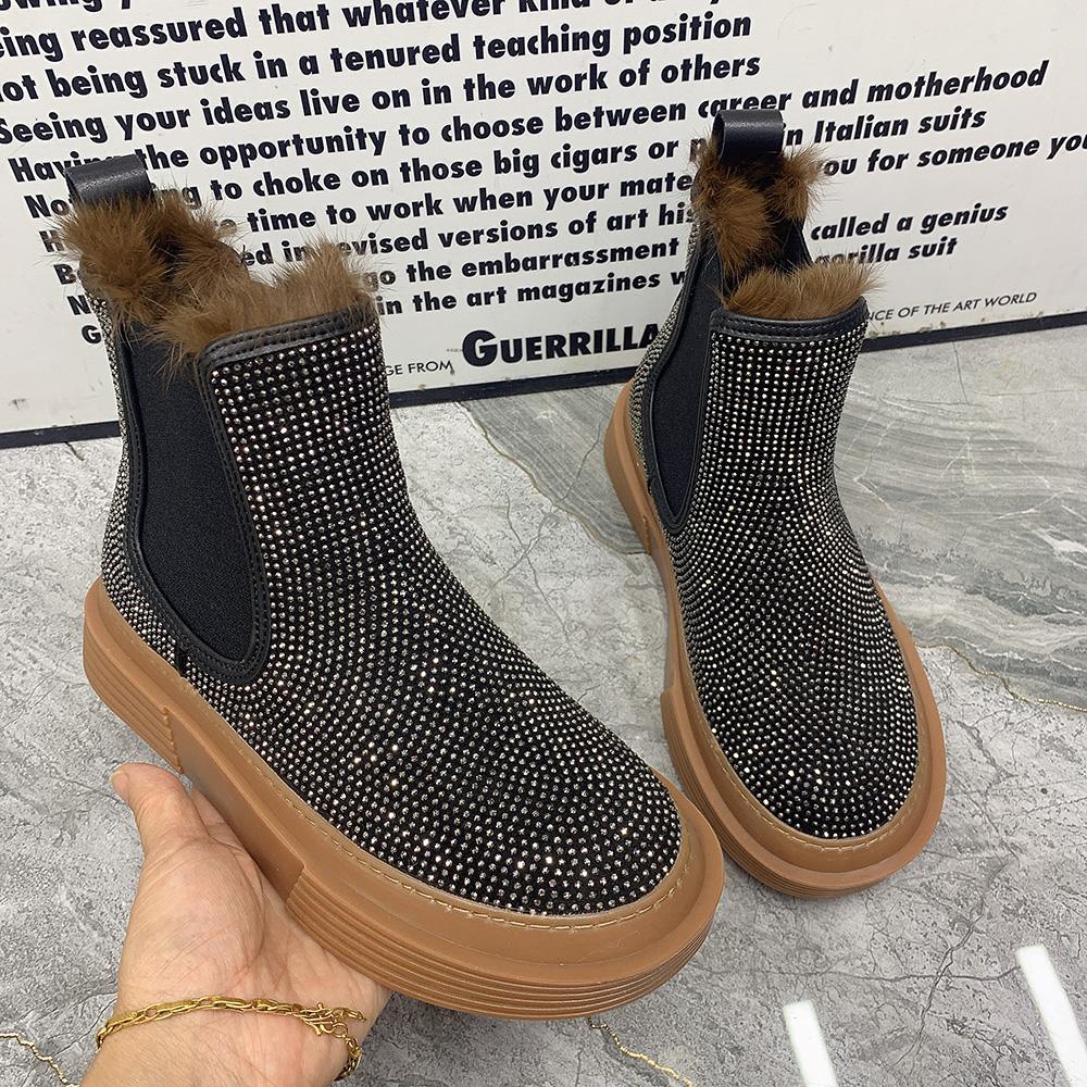 Зимові жіночі чоботи Теплі хутряні снігоходи Нековзка платформа Повсякденні черевики на щиколотку Великий розмір Модні жіночі бавовняні туфлі з стразами 43 сірий колір
Зимові жіночі чоботи Теплі хутряні снігоходи Нековзка платформа Повсякденні черевики на щиколотку Великий розмір Модні жіночі бавовняні туфлі з стразами 43 сірий колір