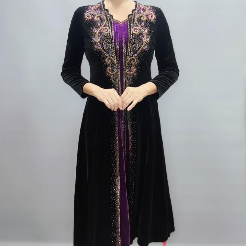 Платья миди с V-образным вырезом, с ромбами, женские, винтажная вышивка, весенне-осенние, имитация двух частей, элегантные А-силуэта XXXL фиолетовый/чёрный
Платья миди с V-образным вырезом, с ромбами, женские, винтажная вышивка, весенне-осенние, имитация двух частей, элегантные А-силуэта XXXL фиолетовый/чёрный