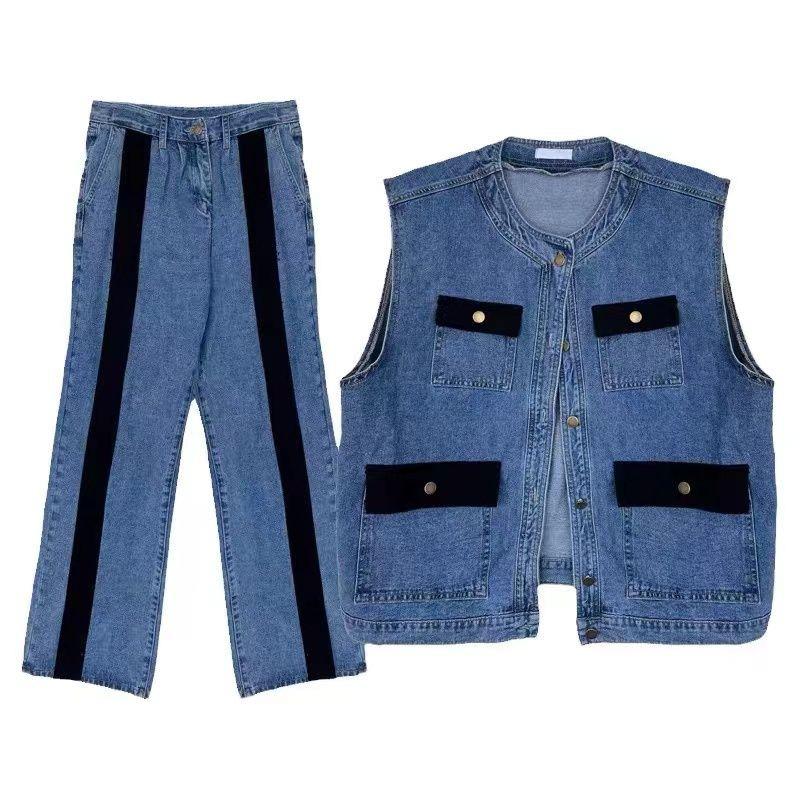 Unisex Retro Color Block Patchwork Denim Vest with Drape Shoulders L
Unisex Retro Color Block Patchwork Denim Vest with Drape Shoulders L