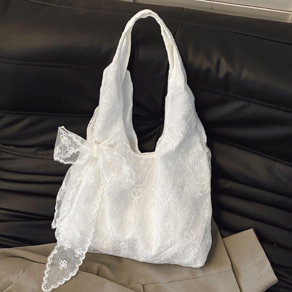 With Silk Scarf Floral Print Lace Handbag Lightweight Versatile Embroidery Lace Shoulder Bag Canvas Korean Style Tote Bag белый
With Silk Scarf Floral Print Lace Handbag Lightweight Versatile Embroidery Lace Shoulder Bag Canvas Korean Style Tote Bag белый