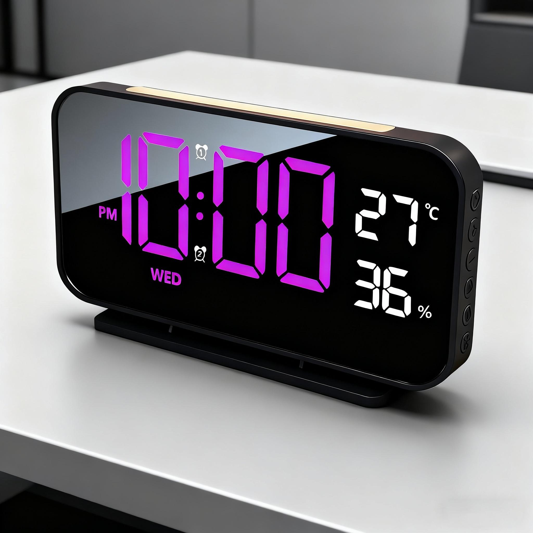 A large-screen LED digital alarm clock with temperature and humidity display offering 12/24-hour visibility sleep mode with temperature фіолетовий
A large-screen LED digital alarm clock with temperature and humidity display offering 12/24-hour visibility sleep mode with temperature фіолетовий