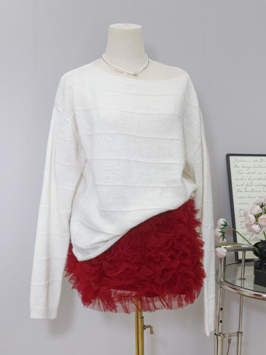 Cherry Red Asymmetrical Shoulder Mohair Knit Dress with Hidden Two-Color Pattern XS
Cherry Red Asymmetrical Shoulder Mohair Knit Dress with Hidden Two-Color Pattern XS