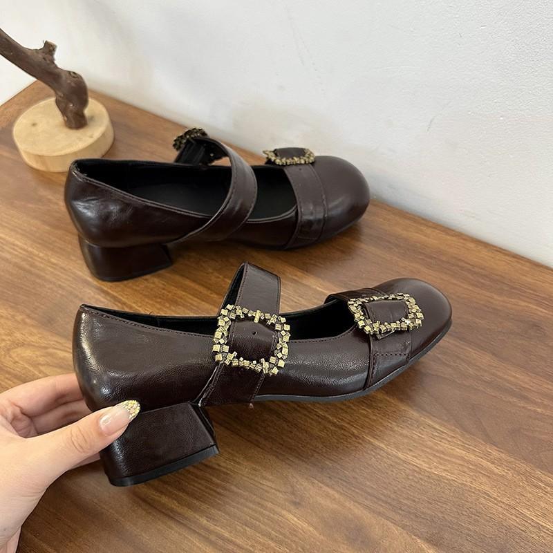 French round head Mary Jane single shoes thick heel 2025 new black versatile one-word buckle small leather shoes 40 коричневий
French round head Mary Jane single shoes thick heel 2025 new black versatile one-word buckle small leather shoes 40 коричневий