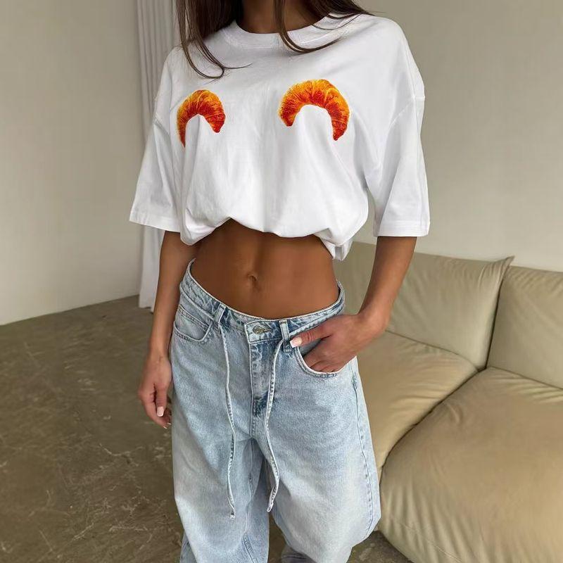 Western Style Fashion Casual Print Short sleeve Top Loose and Comfortable T-shirt Printed Loose T-shirt White S
Western Style Fashion Casual Print Short sleeve Top Loose and Comfortable T-shirt Printed Loose T-shirt White S