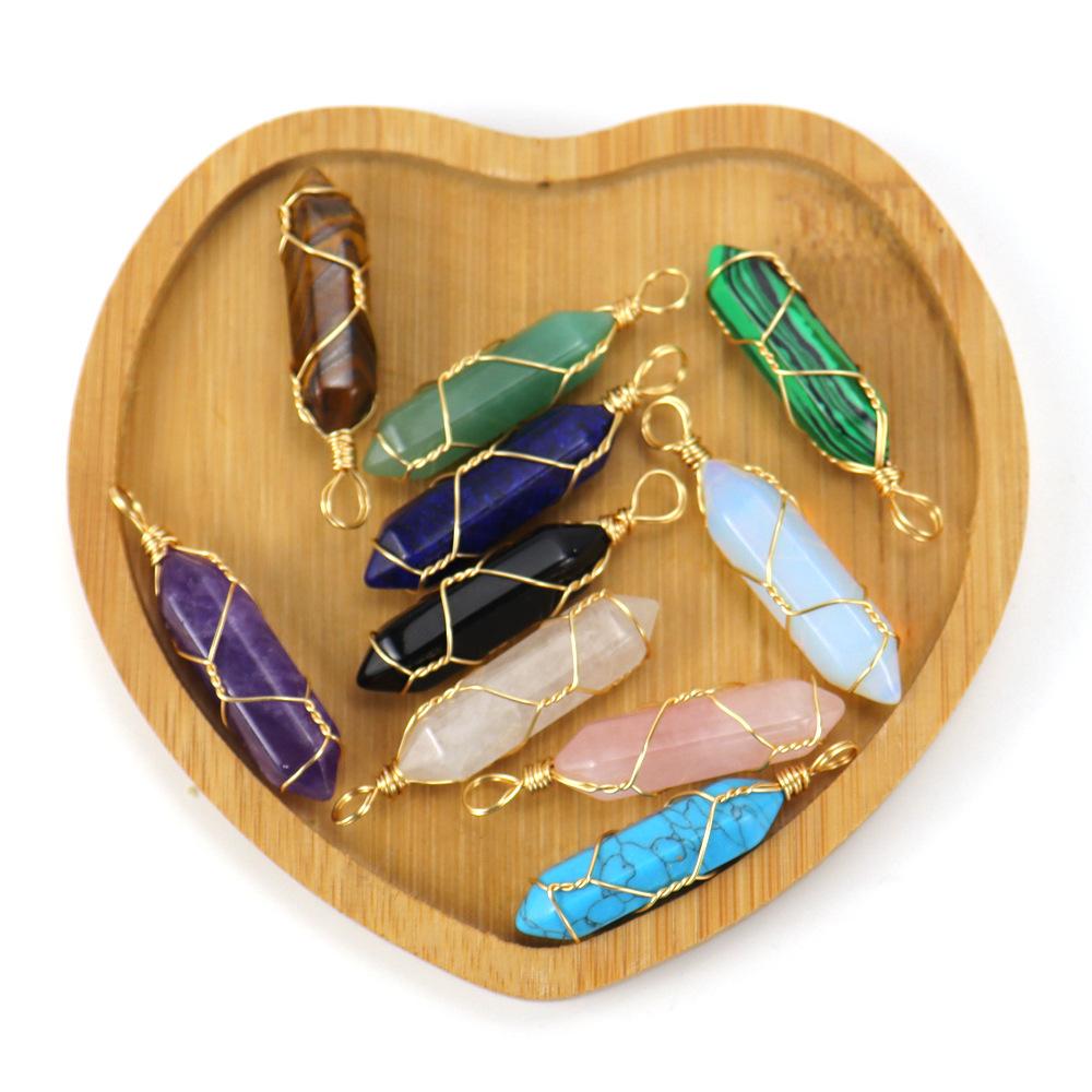 Hand-Wound Natural Stone Crystal Agate Hexagonal Column Pendant Necklace N591
Hand-Wound Natural Stone Crystal Agate Hexagonal Column Pendant Necklace N591