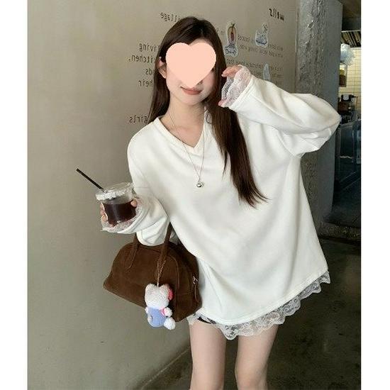 Женская осенняя блузка свободного кроя с V-образным вырезом, длинными рукавами и кружевной отделкой, на флисовой подкладке
Женская осенняя блузка свободного кроя с V-образным вырезом, длинными рукавами и кружевной отделкой, на флисовой подкладке