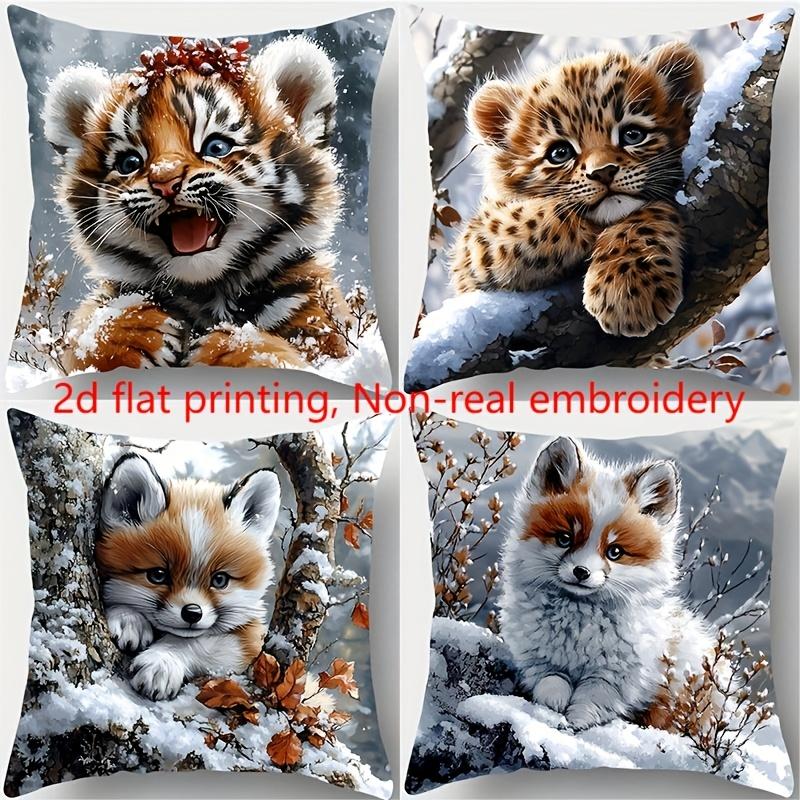4-piece set featuring a snowy landscape background adorned with patterns of a young tiger fox decorative accent in the bedroom. 35x35cm 4pcs
4-piece set featuring a snowy landscape background adorned with patterns of a young tiger fox decorative accent in the bedroom. 35x35cm 4pcs
