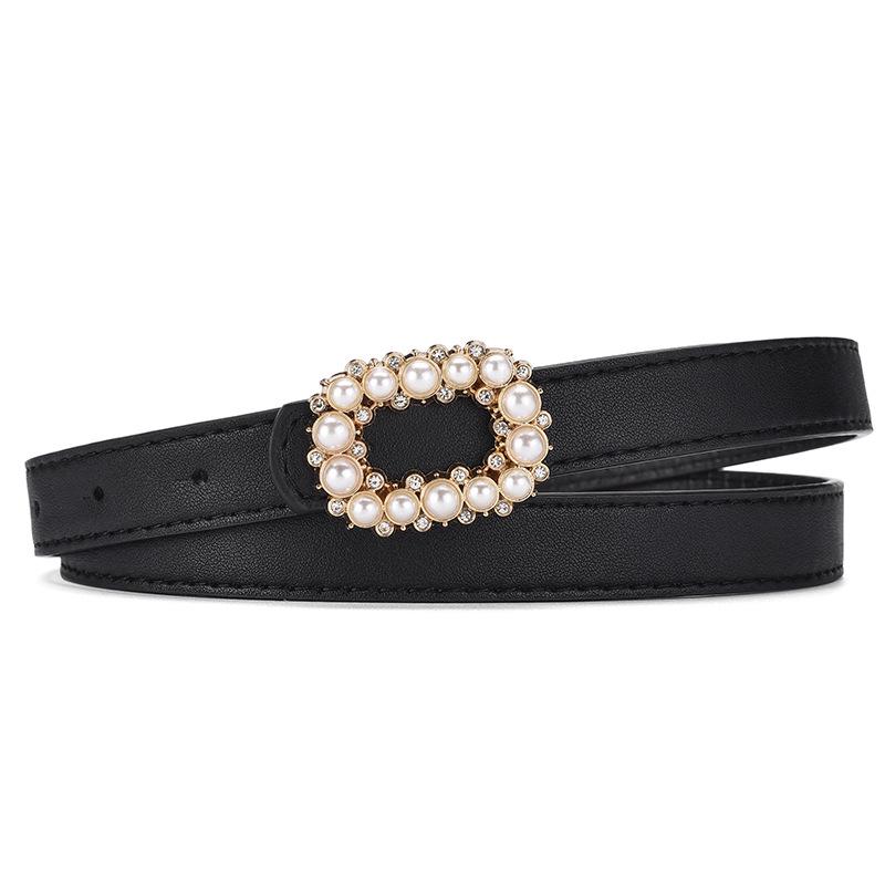 Pearl-Inlaid Ladies Thin Waistband Fashionable Leather Belt with Decorative Plate Buckle 104cm Length, 1.9cm Width чёрный
Pearl-Inlaid Ladies Thin Waistband Fashionable Leather Belt with Decorative Plate Buckle 104cm Length, 1.9cm Width чёрный