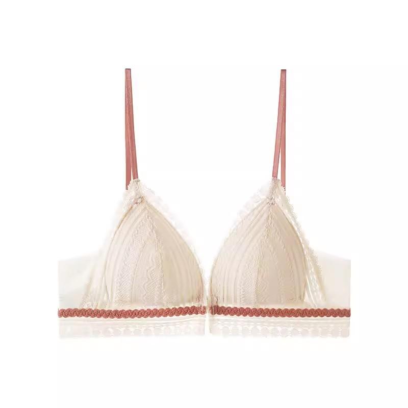 Comfortable Beige Lace Bra With Pink Straps Wireless Support And V Neck S
Comfortable Beige Lace Bra With Pink Straps Wireless Support And V Neck S