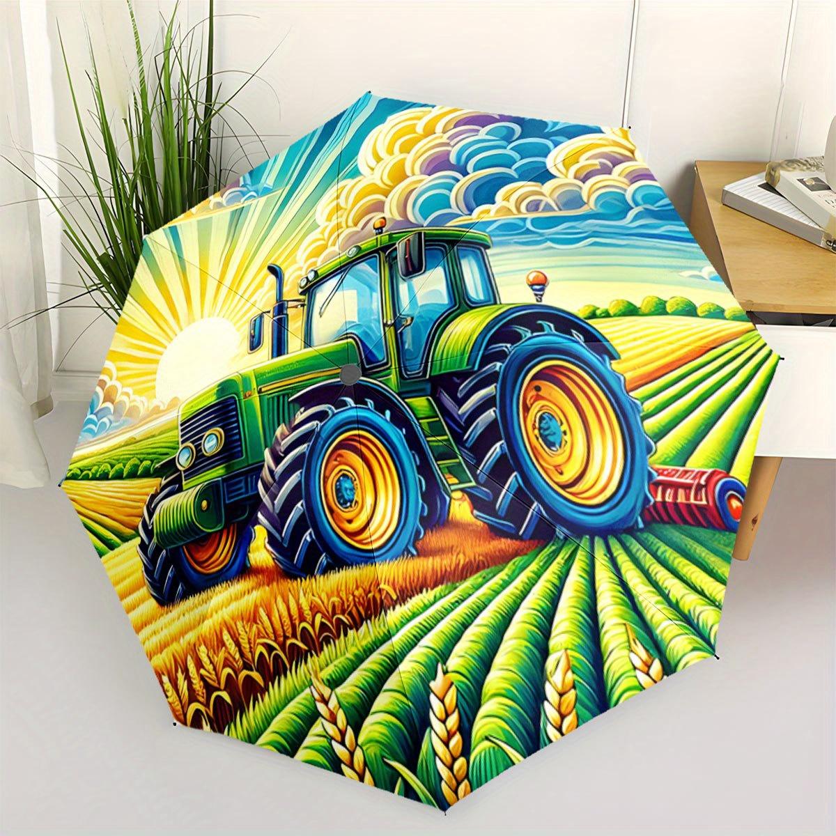 Automatic Folding Umbrella A green tractor in a colorful field. Portable collapsible design, casual outdoor accessory, for all (as the picture,Iron&8K)
Automatic Folding Umbrella A green tractor in a colorful field. Portable collapsible design, casual outdoor accessory, for all (as the picture,Iron&8K)