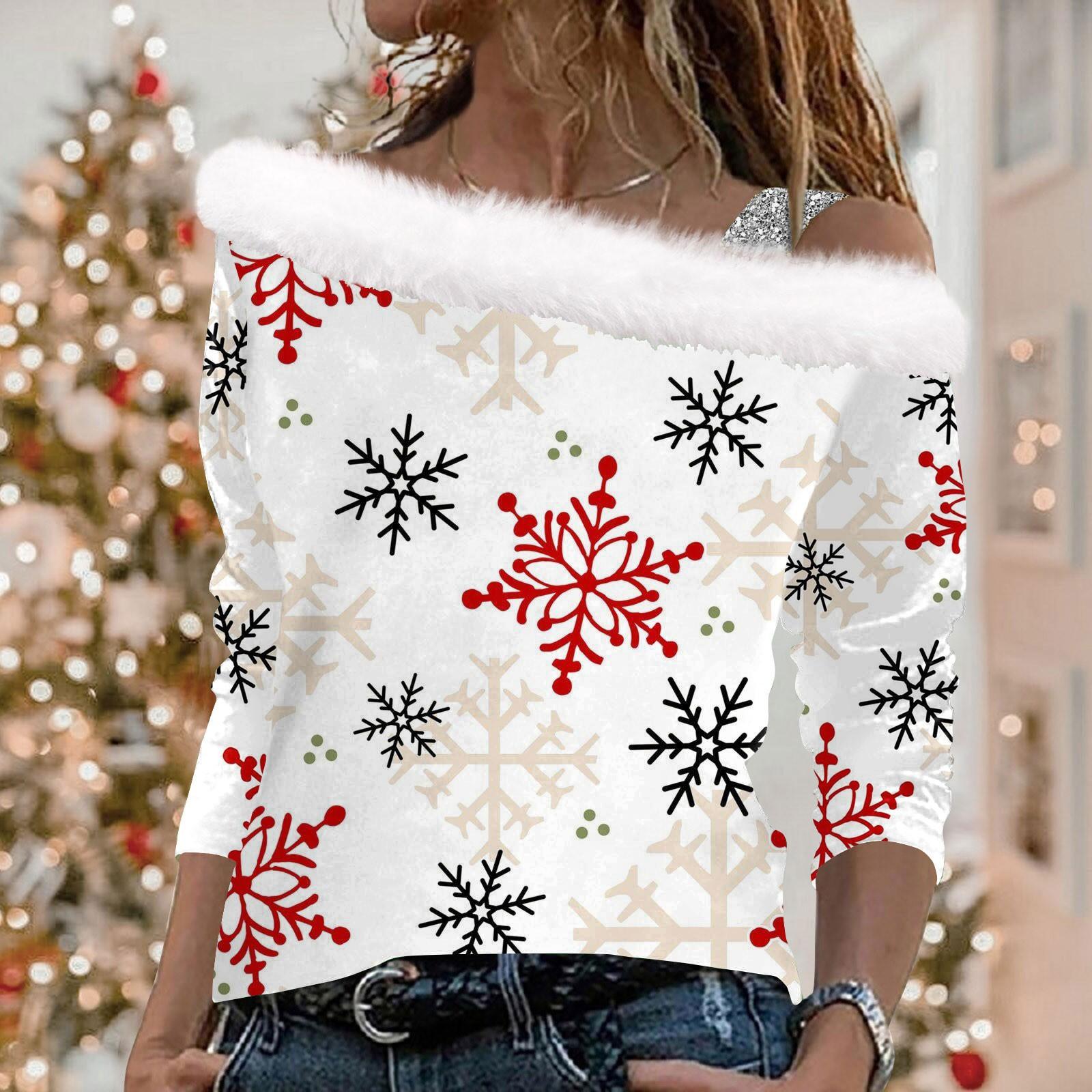 Женские топы с длинными рукавами. Модные женские свободные пуловеры с открытыми плечами с рождественским принтом. M бежевый
Женские топы с длинными рукавами. Модные женские свободные пуловеры с открытыми плечами с рождественским принтом. M бежевый