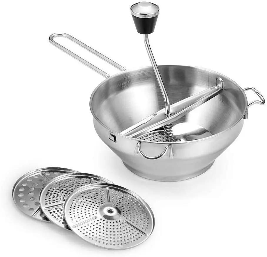 Картофельная толкушка из нержавеющей стали, многофункциональная мельница для джемов с 3 измельчающими дисками, прочная ручная мясорубка, кухонные принадлежности серебряный
Картофельная толкушка из нержавеющей стали, многофункциональная мельница для джемов с 3 измельчающими дисками, прочная ручная мясорубка, кухонные принадлежности серебряный