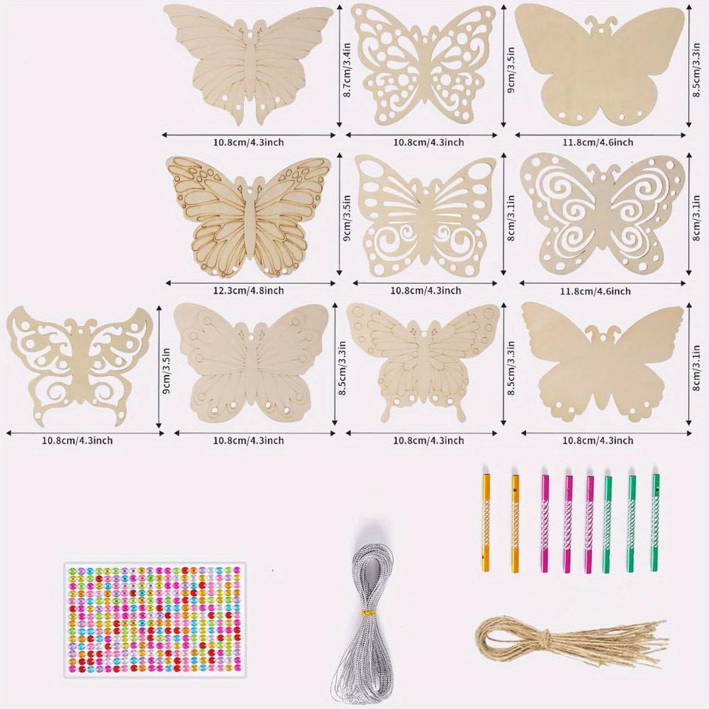 10 diy wooden wind chime making suit - hand-painted butterfly crafts birthday party decorations - no batteries required
10 diy wooden wind chime making suit - hand-painted butterfly crafts birthday party decorations - no batteries required