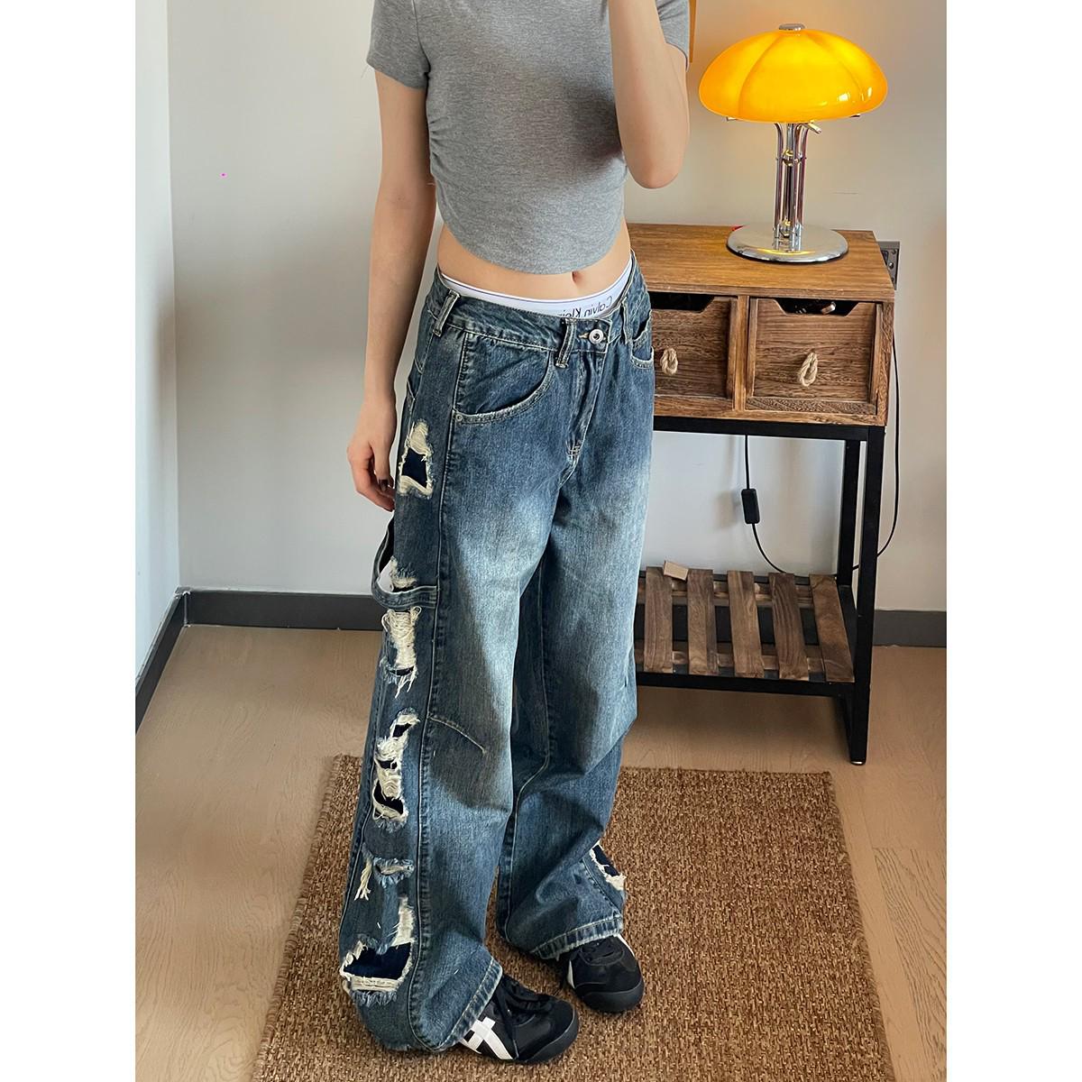 Retro Distressed Washed Jeans - Unisex Ripped Straight & Wide Leg, Spring/Autumn Fashion. L
Retro Distressed Washed Jeans - Unisex Ripped Straight & Wide Leg, Spring/Autumn Fashion. L