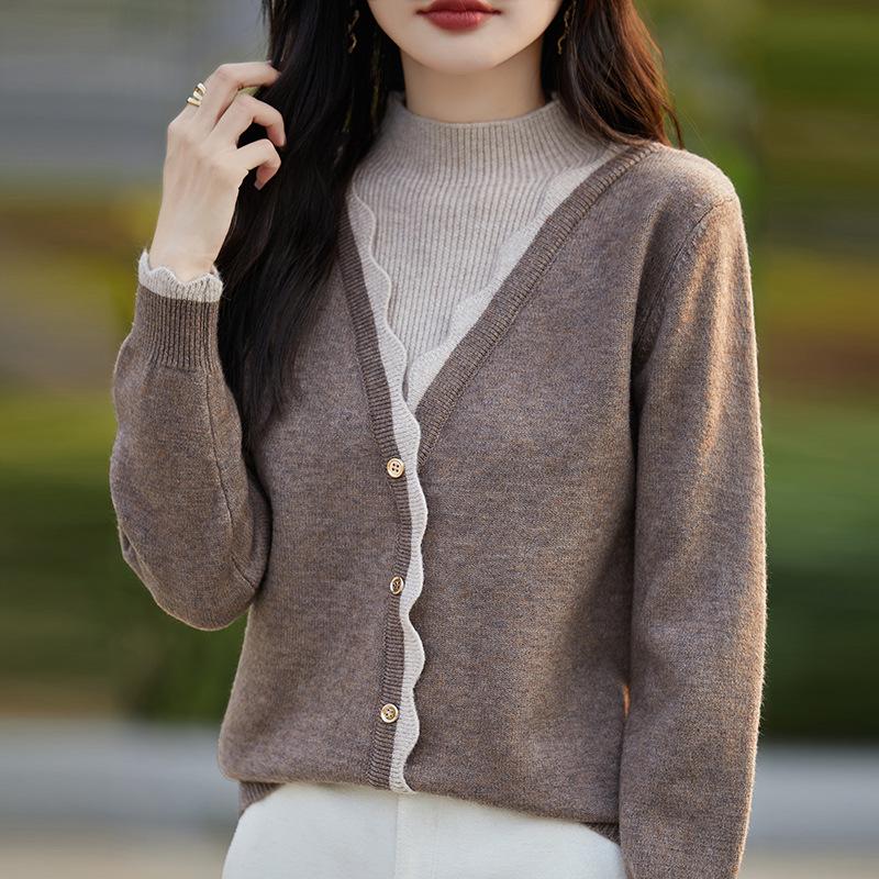 Женский вязаный топ с длинным рукавом и цветными блоками: Стройнящий фейковый костюм-двойка для осени/зимы Double Extra Large
Женский вязаный топ с длинным рукавом и цветными блоками: Стройнящий фейковый костюм-двойка для осени/зимы Double Extra Large