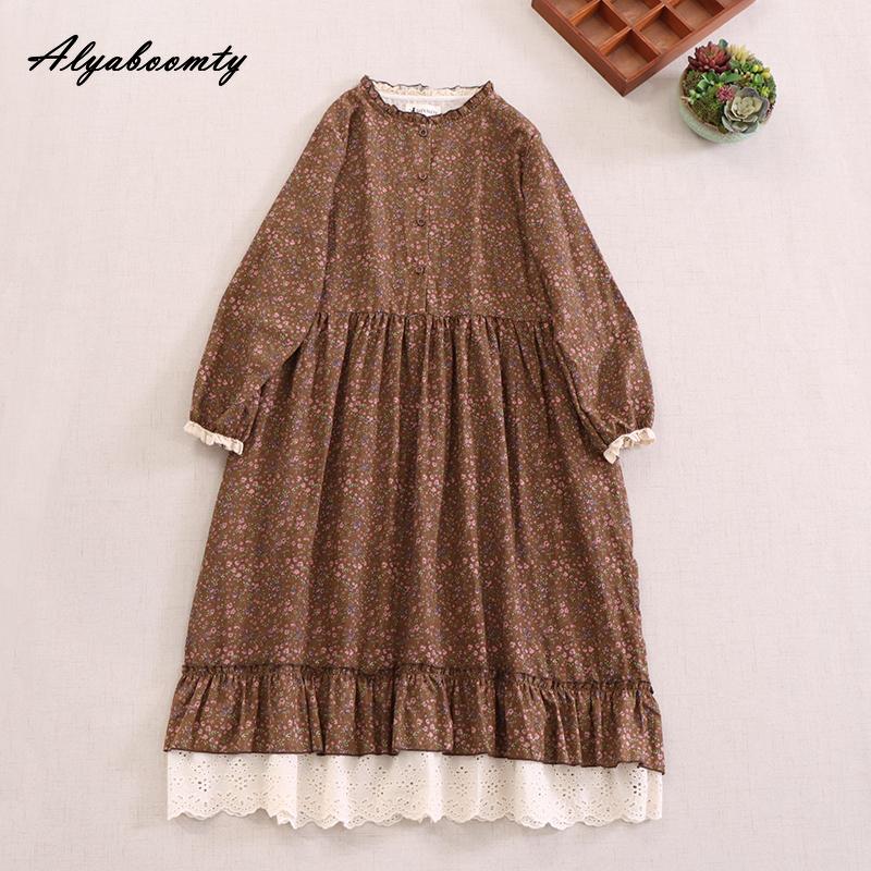 Mori Girl, весенне-осеннее женское платье в стиле ретро с воротником-стойкой, синее, абрикосовое, кофейное, с цветочным принтом, хлопковое и льняное винтажное свободное платье миди One Size коричневый
Mori Girl, весенне-осеннее женское платье в стиле ретро с воротником-стойкой, синее, абрикосовое, кофейное, с цветочным принтом, хлопковое и льняное винтажное свободное платье миди One Size коричневый