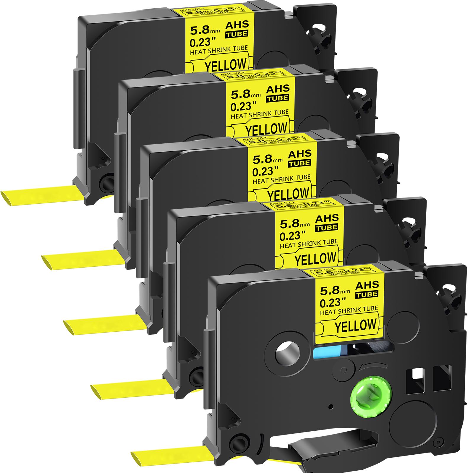 5PK Heat Shrink Tubes 5.8mm Compatible Brother Hse-611 Label Tape Black on Yellow Cartridge Cassette For P-Touch Label Printers 6mm
5PK Heat Shrink Tubes 5.8mm Compatible Brother Hse-611 Label Tape Black on Yellow Cartridge Cassette For P-Touch Label Printers 6mm