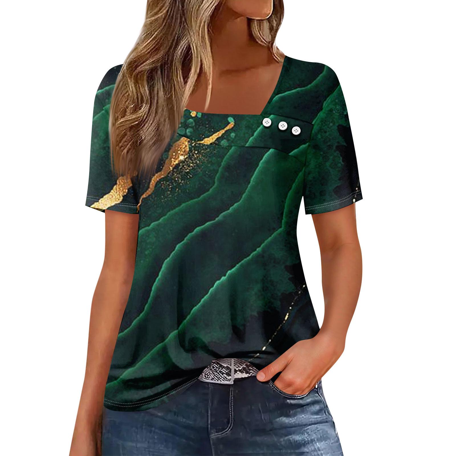 Женская повседневная футболка с асимметричным вырезом и коротким рукавом, декоративная пуговица XXL
Женская повседневная футболка с асимметричным вырезом и коротким рукавом, декоративная пуговица XXL