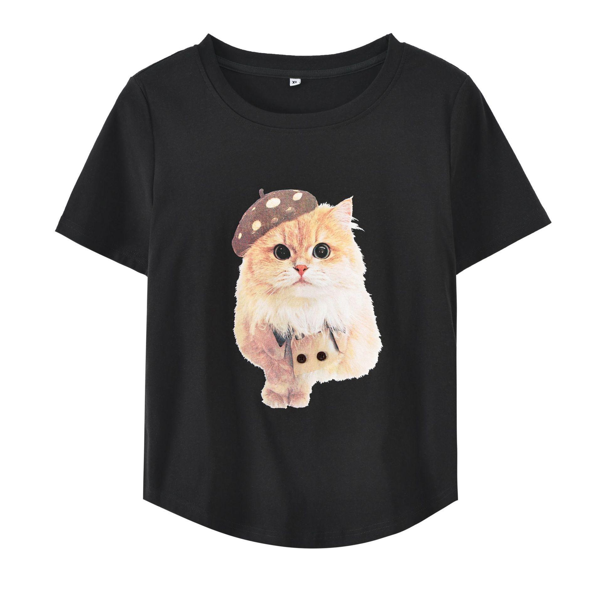 Plus Size Women s American Style Orange Cat Print T-shirt, Summer 2026, Slimming Round Neck Top. XL (130-150 jin) чёрный
Plus Size Women s American Style Orange Cat Print T-shirt, Summer 2026, Slimming Round Neck Top. XL (130-150 jin) чёрный