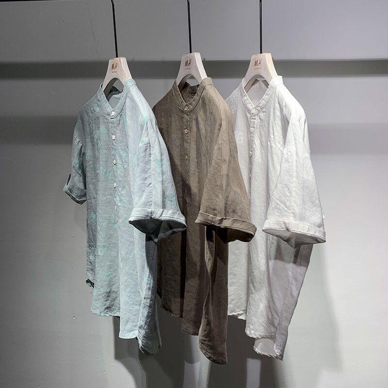 Летняя тонкая простая рубашка из хлопка и льна, мужская повседневная японская рубашка, красивый универсальный топ с воротником-стойкой, модная мода
Летняя тонкая простая рубашка из хлопка и льна, мужская повседневная японская рубашка, красивый универсальный топ с воротником-стойкой, модная мода
