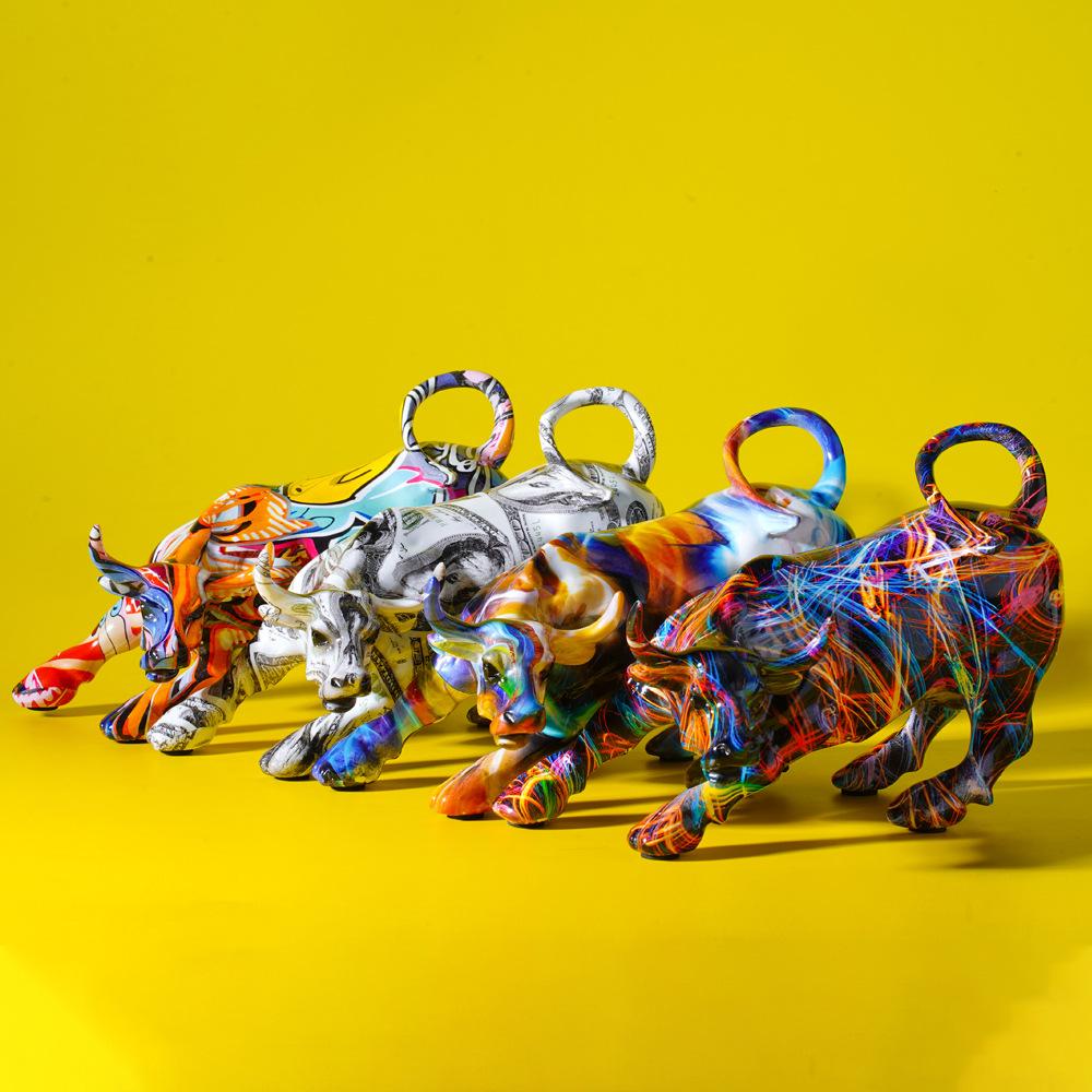 Creative Water Transfer Printing Colorful Wall Street Cow Ornaments Crafts Resin Home Living Room Entrance Desk Decoration
Creative Water Transfer Printing Colorful Wall Street Cow Ornaments Crafts Resin Home Living Room Entrance Desk Decoration