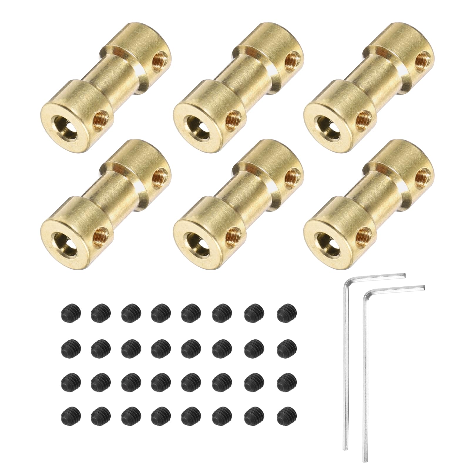 uxcell 6-Piece Set 4mm to 4mm Brass Shaft Coupling Joint Connectors with Screws and Hex Wrench, Flexible Motor Shaft Couplers for Car Wheels, Tires,
uxcell 6-Piece Set 4mm to 4mm Brass Shaft Coupling Joint Connectors with Screws and Hex Wrench, Flexible Motor Shaft Couplers for Car Wheels, Tires,