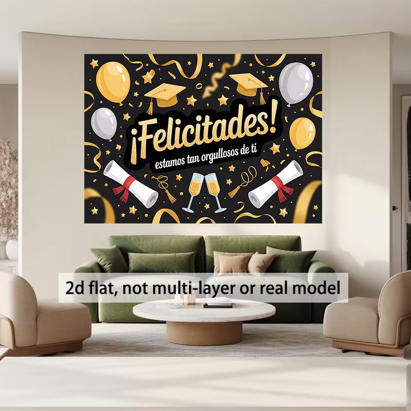 2D Graduation Party Backdrop, ¡Felicidades! Black & Gold Celebration Background 47.2x31.5inch/120*80cm
2D Graduation Party Backdrop, ¡Felicidades! Black & Gold Celebration Background 47.2x31.5inch/120*80cm