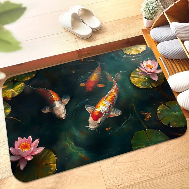 Lucky Koi Fish Print Doormat Soft Non-Slip Oriental Fish Pattern Floor Carpet Entryway Kitchen Decor Doormat 40cm x 60cm
Lucky Koi Fish Print Doormat Soft Non-Slip Oriental Fish Pattern Floor Carpet Entryway Kitchen Decor Doormat 40cm x 60cm