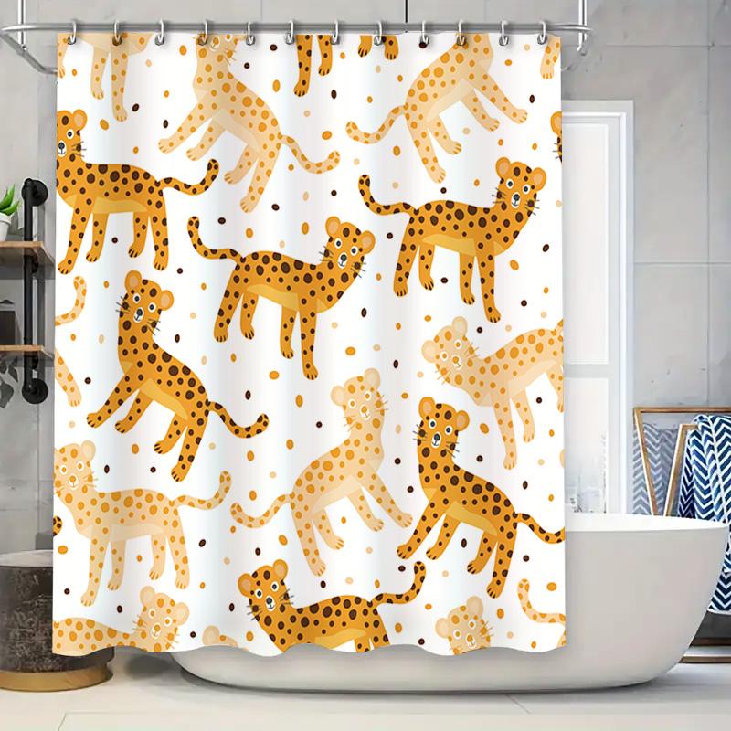 Leopard Print Shower Curtain: Cute Cartoon Animal Design For Bathroom Decor Set Of 2 Rod Pocket Panels With Hooks (White Orange) W60H190(CM)-1 Pcs
Leopard Print Shower Curtain: Cute Cartoon Animal Design For Bathroom Decor Set Of 2 Rod Pocket Panels With Hooks (White Orange) W60H190(CM)-1 Pcs