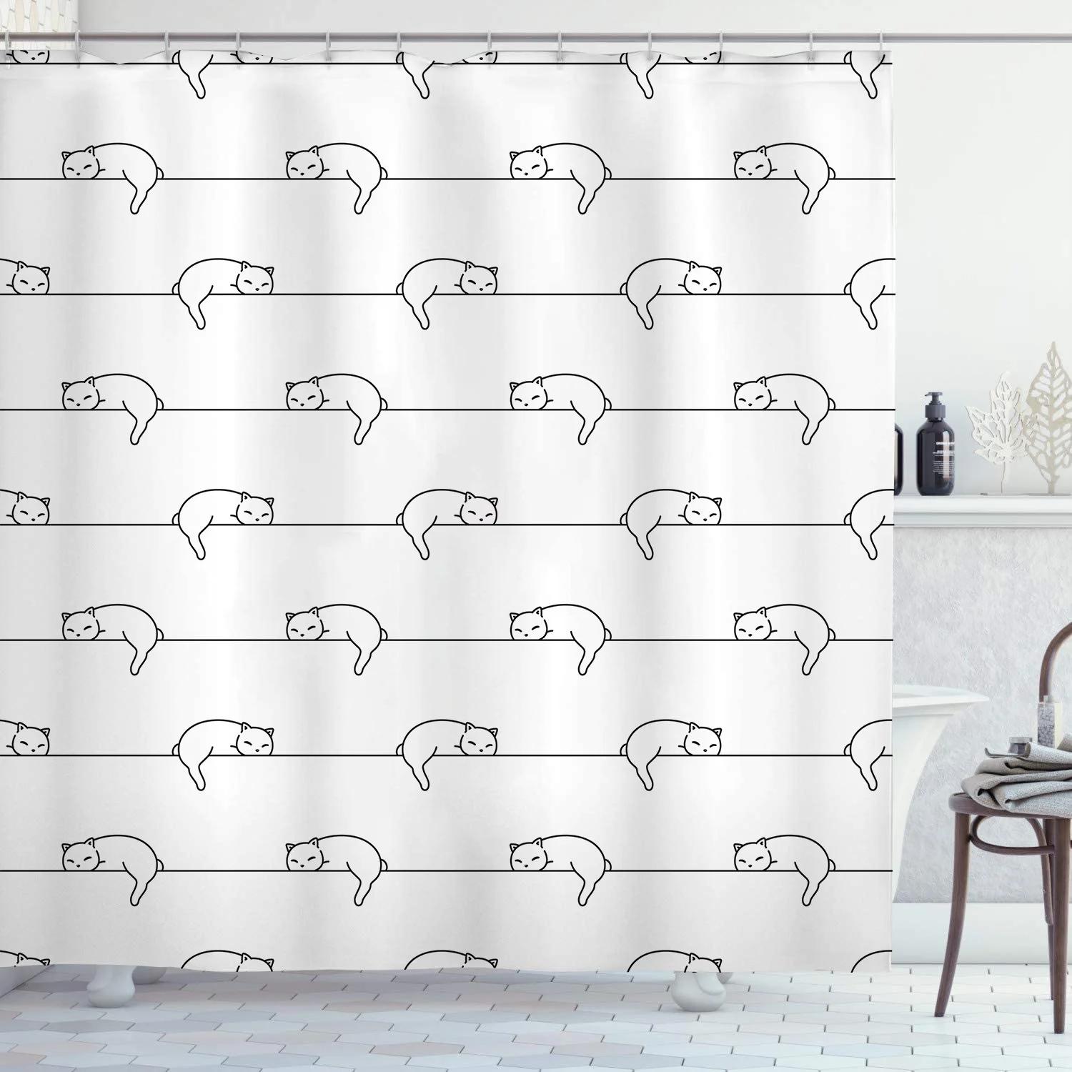 Cute Cat Pattern Shower Curtain - Fun Cartoon Design For Playful Bathroom Dcor, Waterproof, Easy Care & Soft Fabric W60H190(CM)-1 Pcs
Cute Cat Pattern Shower Curtain - Fun Cartoon Design For Playful Bathroom Dcor, Waterproof, Easy Care & Soft Fabric W60H190(CM)-1 Pcs