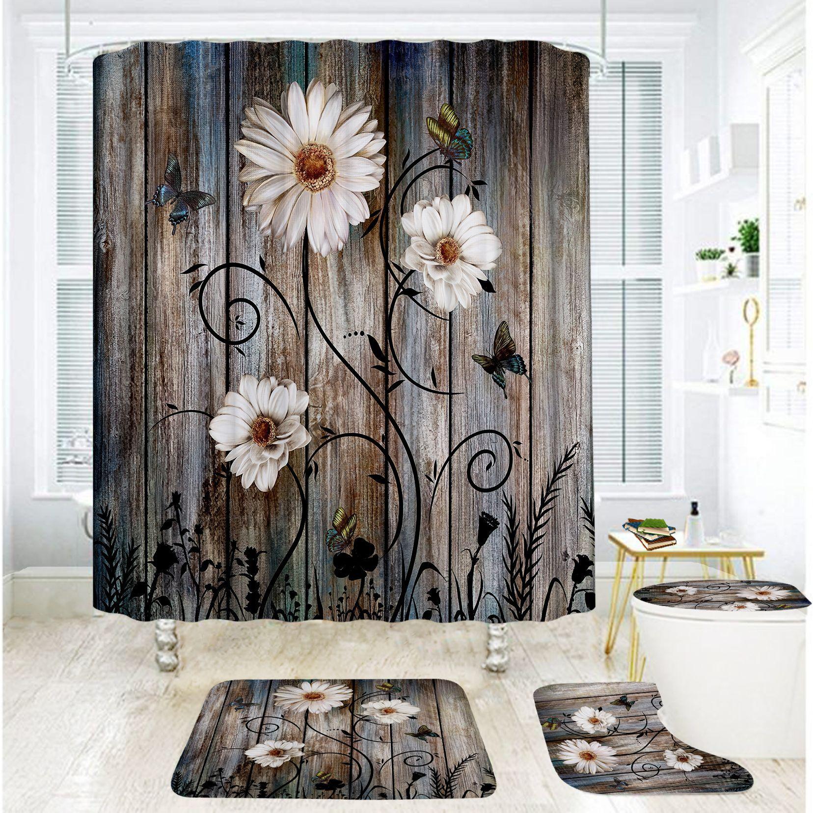 Bathroom Shower Curtain Four-Piece Digital Printing Wood Grain Chrysanthemum Plant Waterproof Shower Curtain Shower Curtain Partition Curtain Shower curtain 180 * 180
Bathroom Shower Curtain Four-Piece Digital Printing Wood Grain Chrysanthemum Plant Waterproof Shower Curtain Shower Curtain Partition Curtain Shower curtain 180 * 180