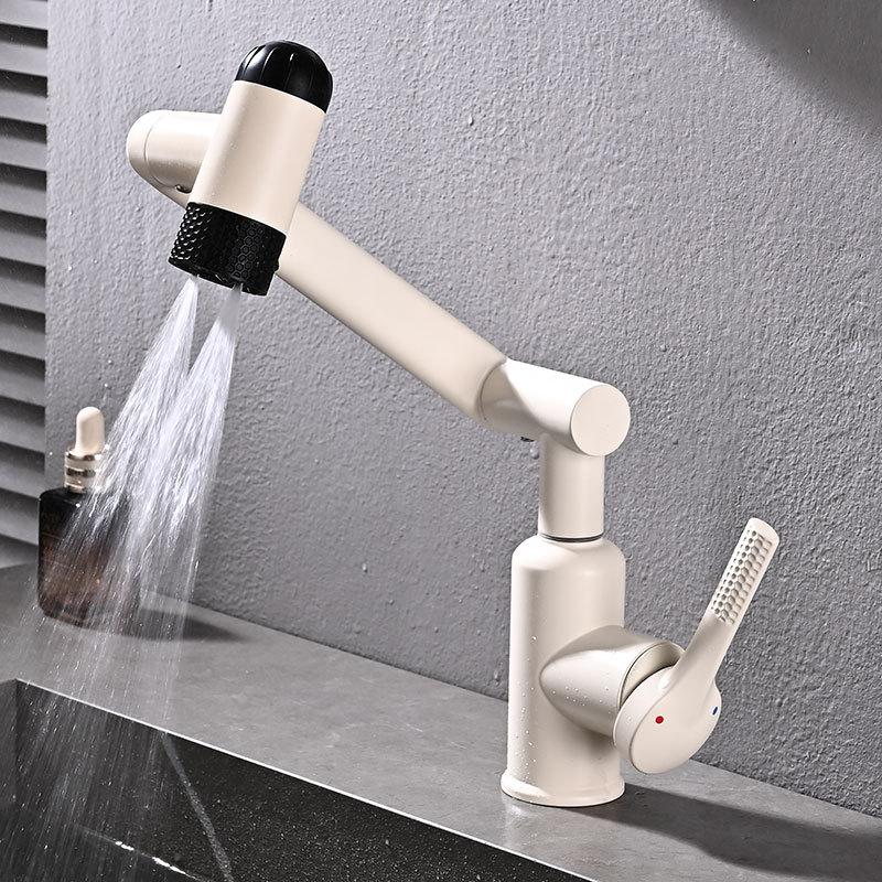 White Universal Rotating Bathroom Basin Faucet Mechanical Arm Washstand Single Hole Single Handle Hot and Cold Water Mixer Tap сірий колір
White Universal Rotating Bathroom Basin Faucet Mechanical Arm Washstand Single Hole Single Handle Hot and Cold Water Mixer Tap сірий колір
