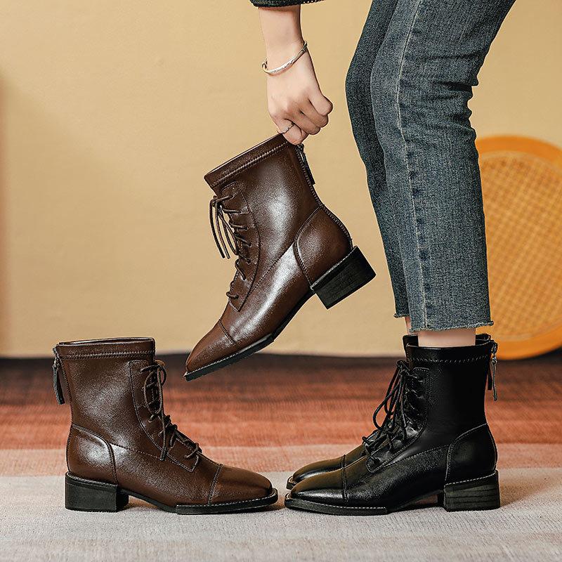 Martin boots women s style new boots soft leather thin square head lace-up medium tube short boots women s single boots 40
Martin boots women s style new boots soft leather thin square head lace-up medium tube short boots women s single boots 40
