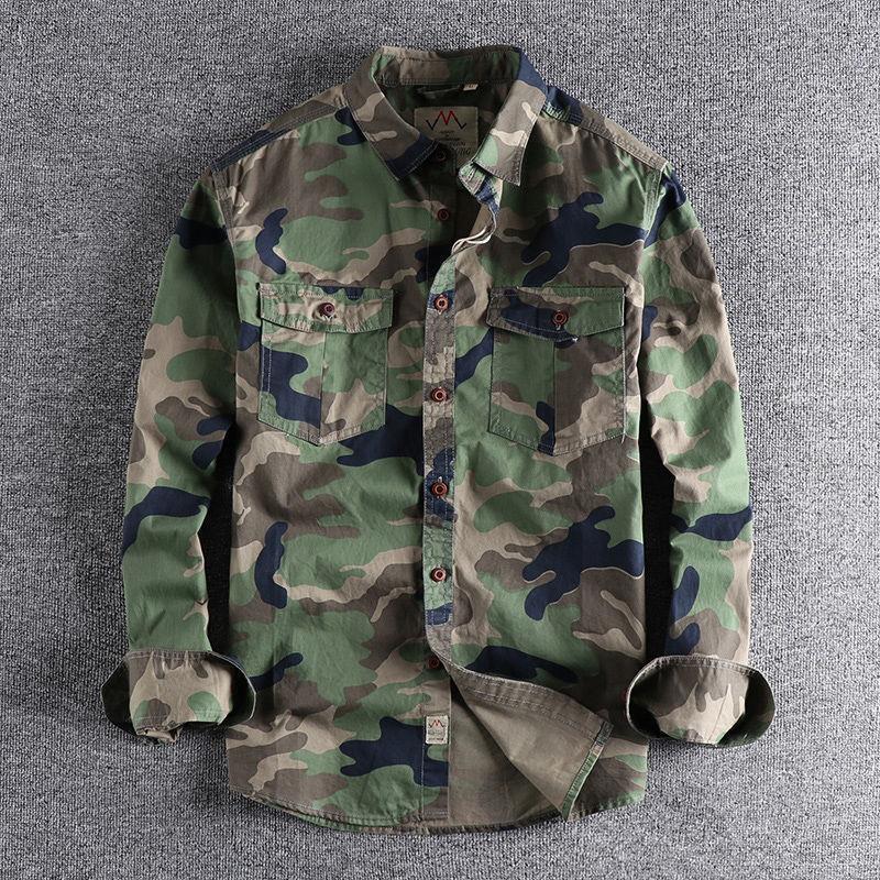 Men s Washed Camouflage Double-Pocket Long-Sleeve Casual Workwear Shirt M камуфляж зелений колір
Men s Washed Camouflage Double-Pocket Long-Sleeve Casual Workwear Shirt M камуфляж зелений колір