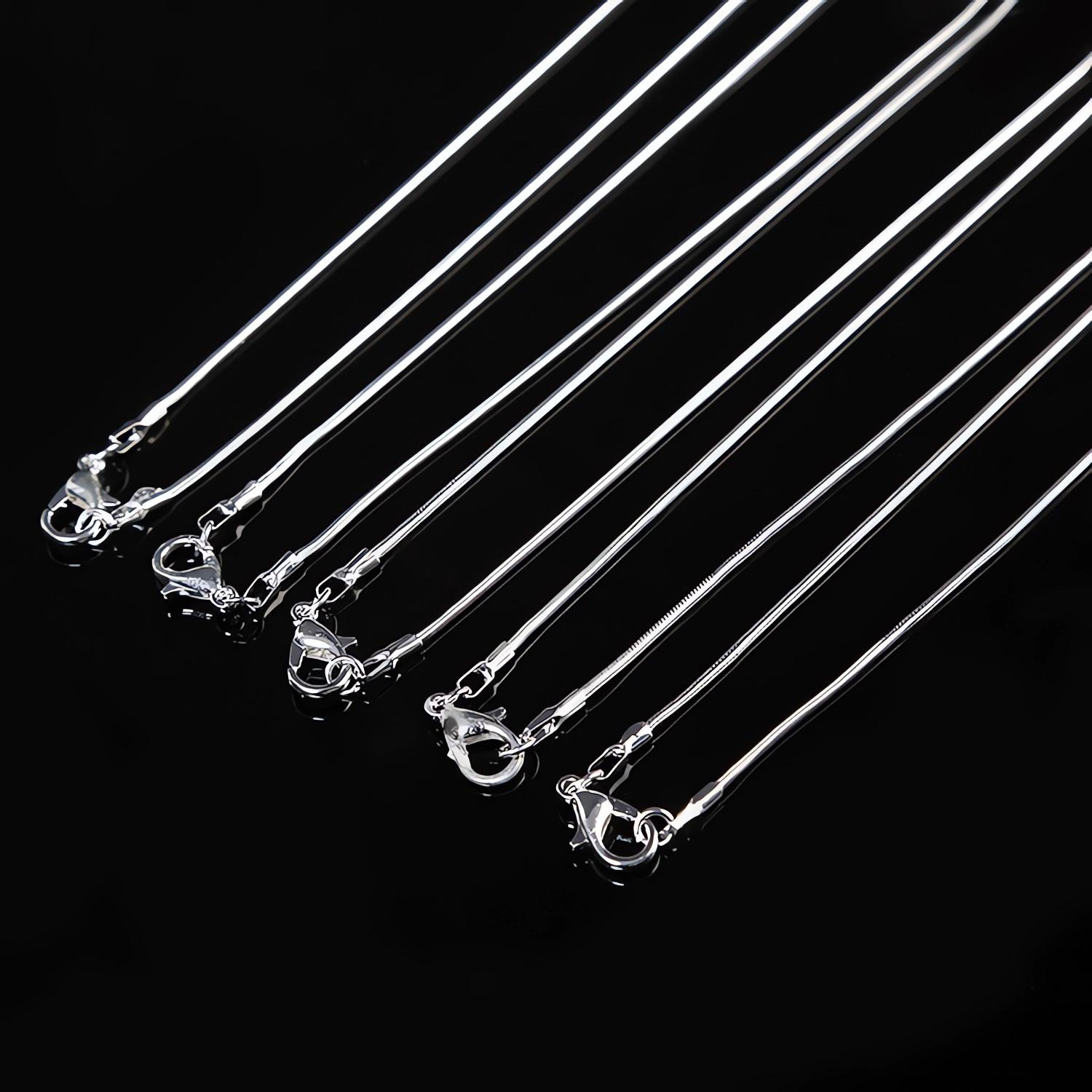 10pcs/Lot 16/18/20/22/24/26/28/30 Inch 1.2mm Snake Chain Necklace Silver For Woman Man Fashion Jewelry 40CM
10pcs/Lot 16/18/20/22/24/26/28/30 Inch 1.2mm Snake Chain Necklace Silver For Woman Man Fashion Jewelry 40CM