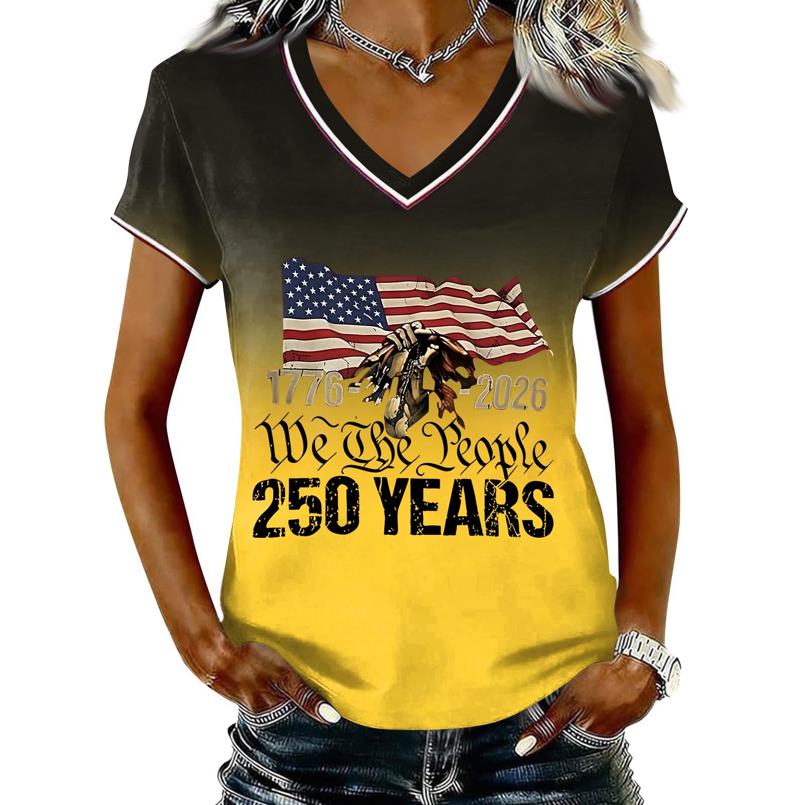 Women s Casual V Neck Short Sleeve Pullover T Shirt Gradient Print Independent Day Graphic Top Comfortable Fit XL жовтий
Women s Casual V Neck Short Sleeve Pullover T Shirt Gradient Print Independent Day Graphic Top Comfortable Fit XL жовтий