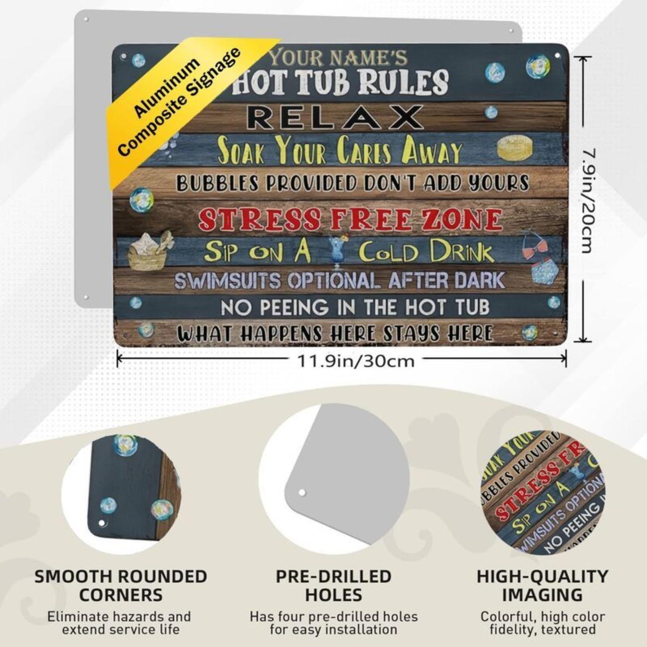 Personalized Vintage Aluminum Metal Plaque 20x30cm Pool Rules Hot Tub Sign Bar Patio Decor білий
Personalized Vintage Aluminum Metal Plaque 20x30cm Pool Rules Hot Tub Sign Bar Patio Decor білий
