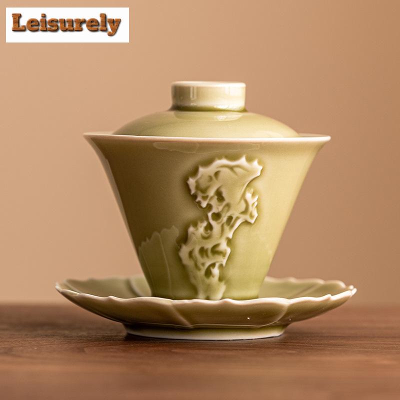100 мл Yaozhou Kiln Celadon Gaiwanretro Tea Dust Green Tea Sueen Household Tea Making Cover Bowl Tea Items Accessories Craft
100 мл Yaozhou Kiln Celadon Gaiwanretro Tea Dust Green Tea Sueen Household Tea Making Cover Bowl Tea Items Accessories Craft