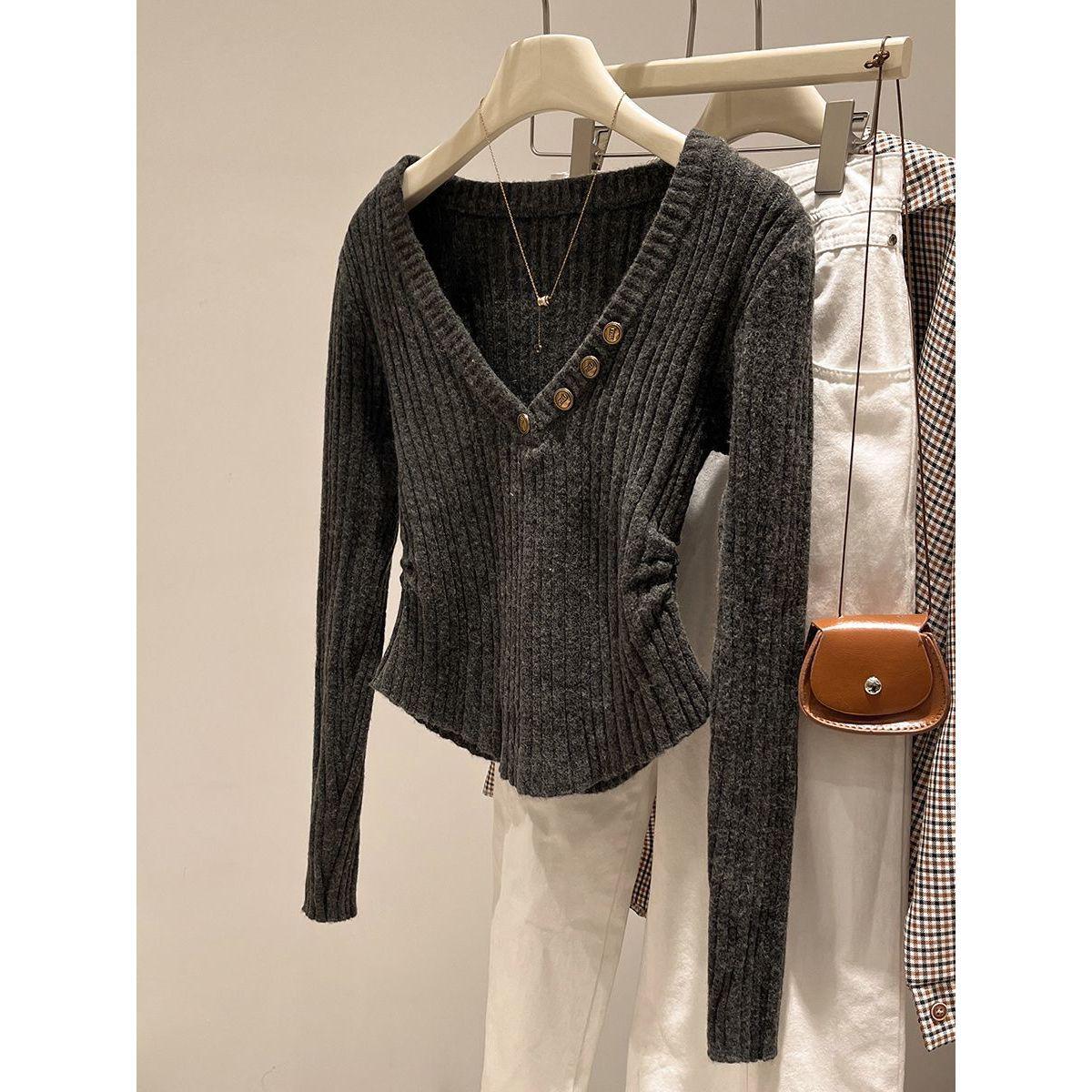 Elegant V-neck Slim Pullover Sweater - New Winter Style, All-Match French Long-Sleeve Top One Size темно-серого
Elegant V-neck Slim Pullover Sweater - New Winter Style, All-Match French Long-Sleeve Top One Size темно-серого