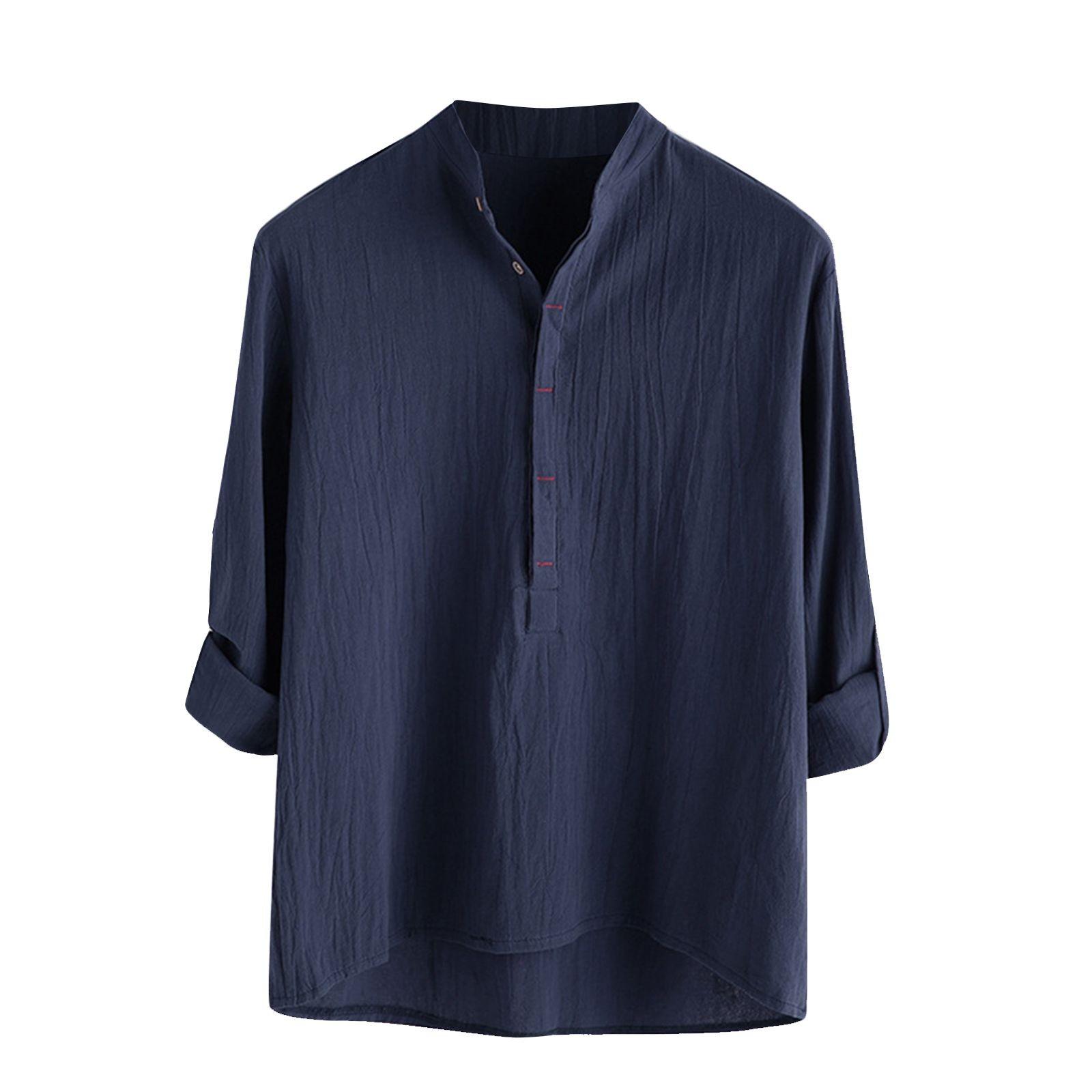 Men s Spring Summer Casual Loose Color Stand Collar Cotton Men s Long Sleeve Shirts Men s Shirt XXXL Темно-синій
Men s Spring Summer Casual Loose Color Stand Collar Cotton Men s Long Sleeve Shirts Men s Shirt XXXL Темно-синій