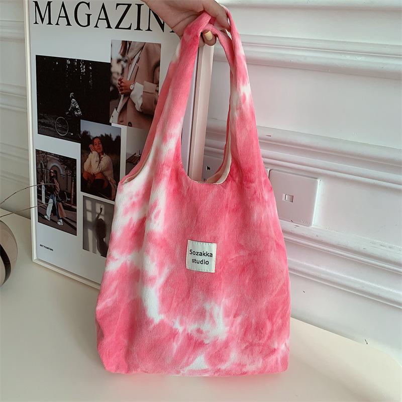 Нишевая модная холщовая сумка-жилет, сумка-жилет, большая вместительная сумка через плечо, сумка для покупок с постепенным изменением цвета