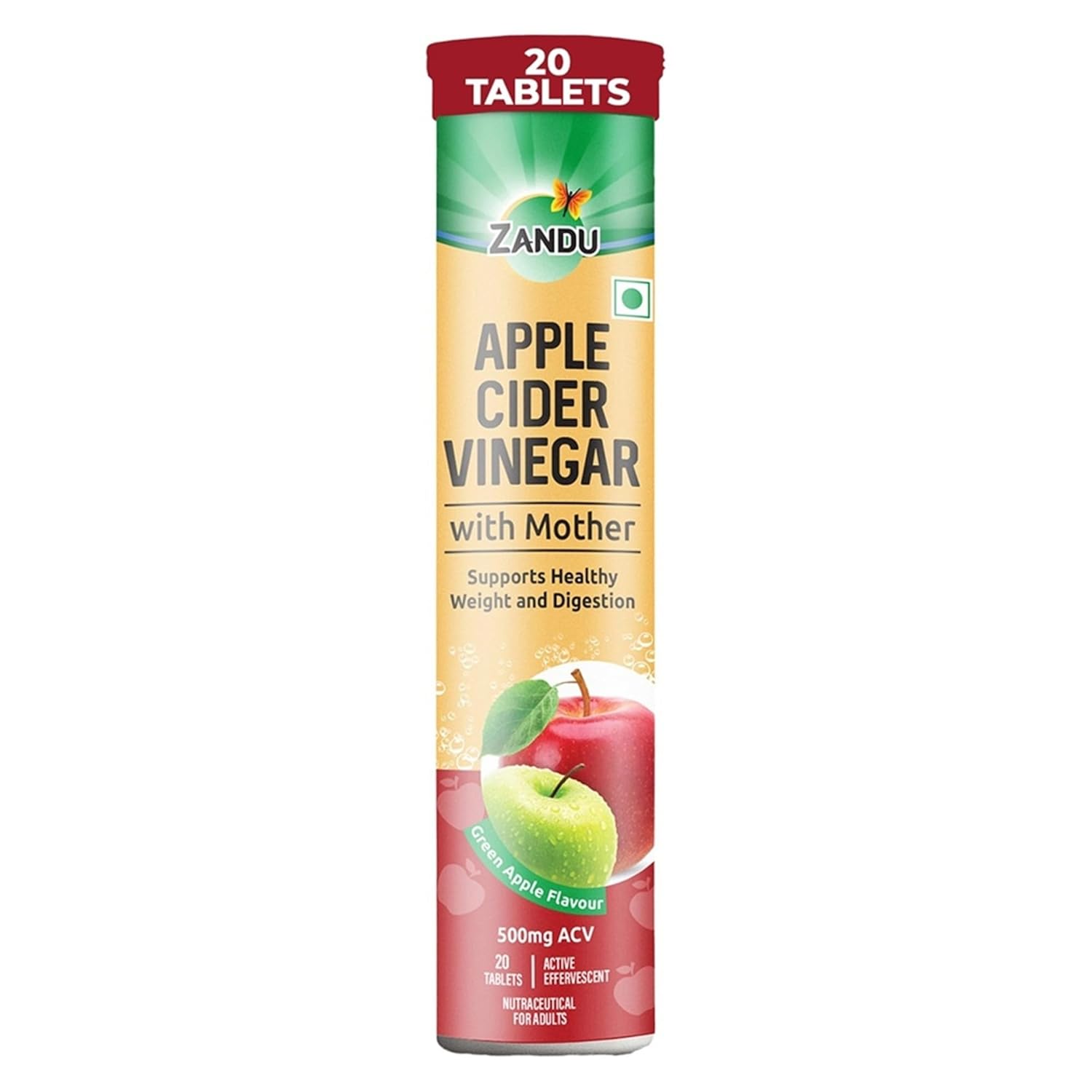 Zandu Apple Cider Vinegar ACV Effervescent Tablets 20 Pack Green Apple Flavor Digestive Support
Zandu Apple Cider Vinegar ACV Effervescent Tablets 20 Pack Green Apple Flavor Digestive Support