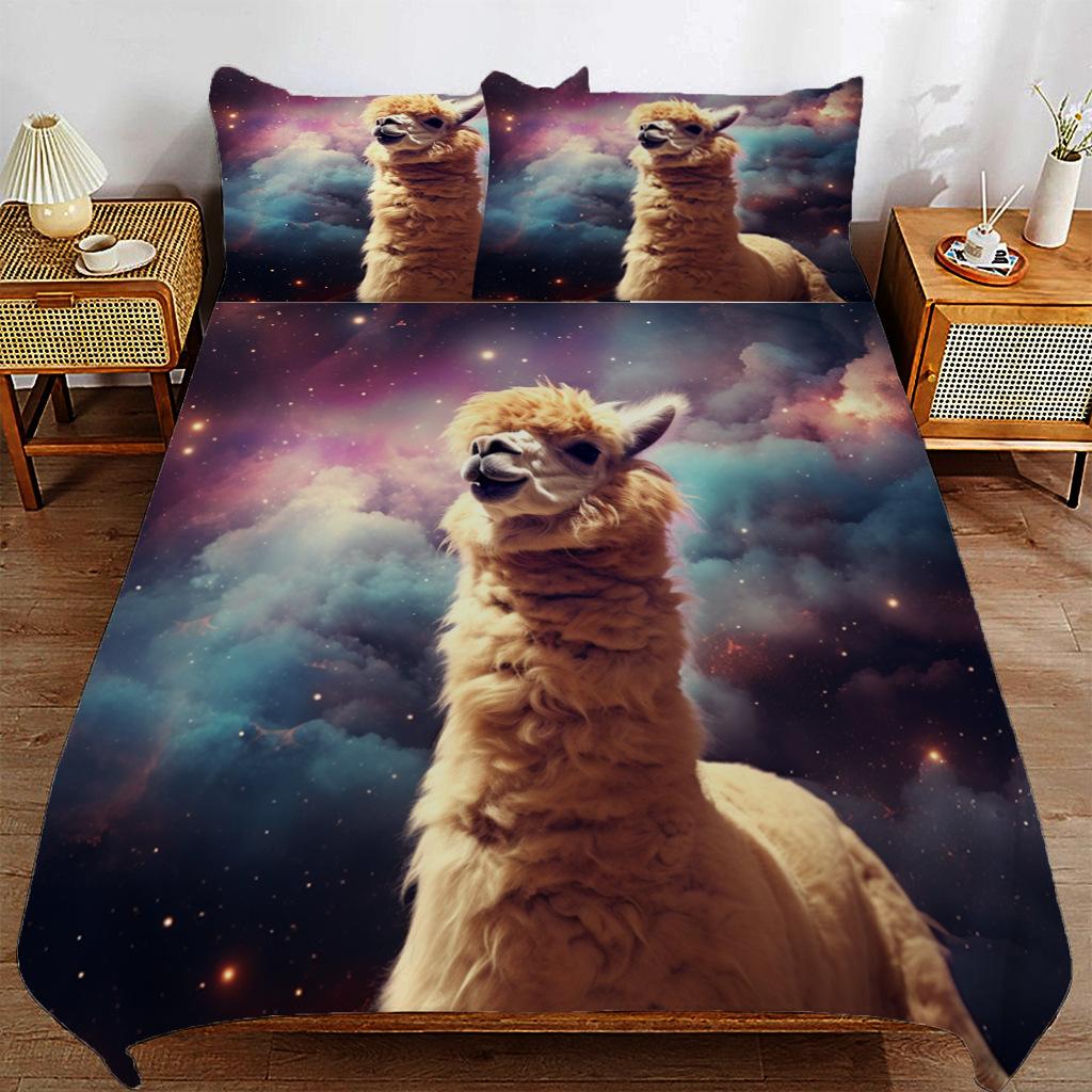 Реалистичный комплект постельного белья с принтом альпаки, трехпредметный, постельное белье, постельное белье с цифровой печатью 135*200