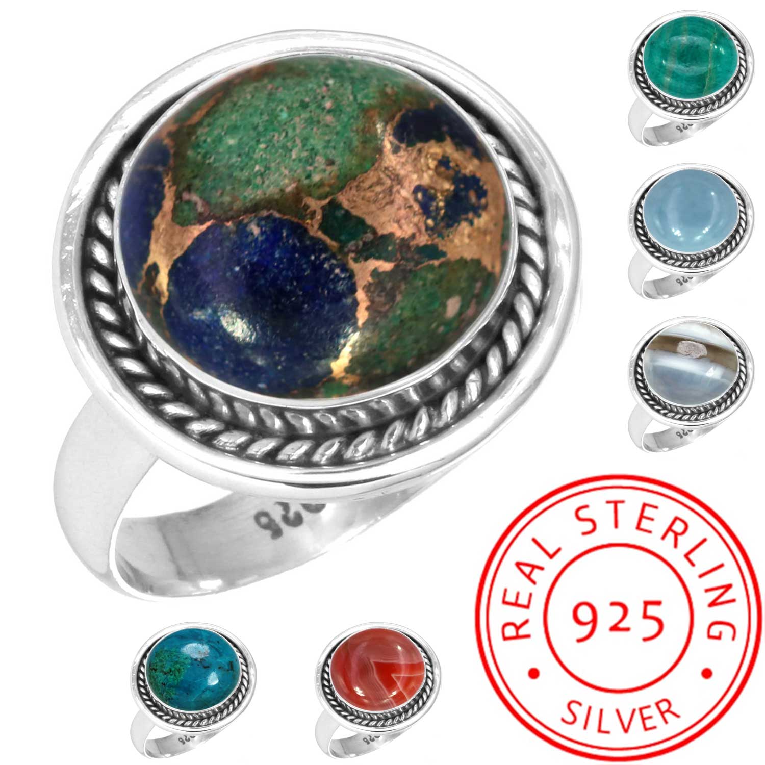 925 Sterling Silver Ring Women Gemstone Handmade Jewelry Easter Gift Amazonite Angelite Blue Opal Botswana Agate Mohave Azurite Chrysocolla Fashion 10.5
925 Sterling Silver Ring Women Gemstone Handmade Jewelry Easter Gift Amazonite Angelite Blue Opal Botswana Agate Mohave Azurite Chrysocolla Fashion 10.5
