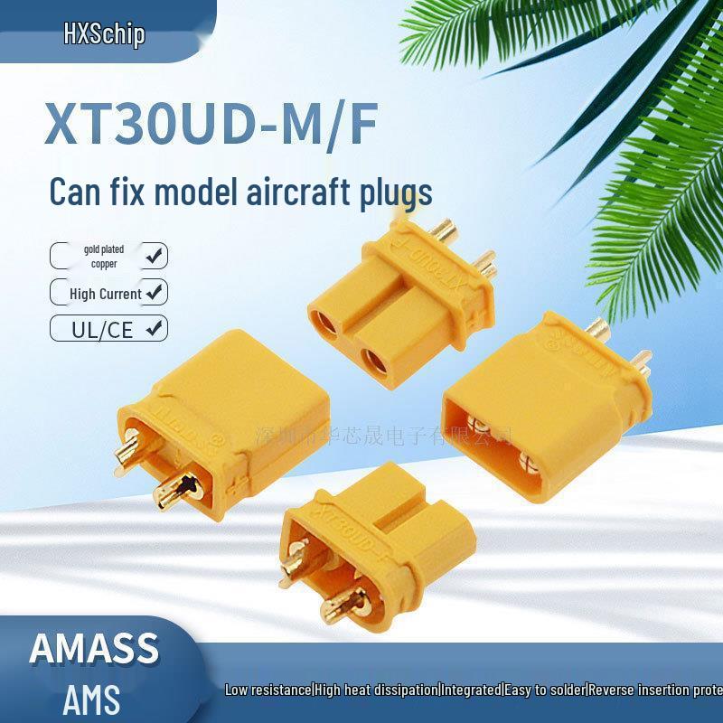 Amass XT30UD-MF Gold Plated Male/Female Plug for Model Aircraft Lithium Battery Connector Upgrade XT30UD-M Male Connector
Amass XT30UD-MF Gold Plated Male/Female Plug for Model Aircraft Lithium Battery Connector Upgrade XT30UD-M Male Connector